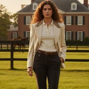 Vintage 90s Cream Blazer with beige details Size 4